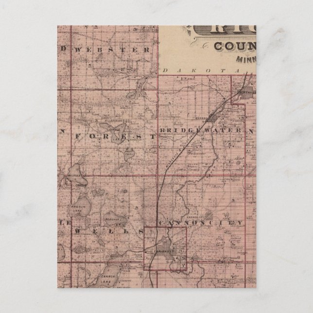 Postal Mapa del condado de Rice, Minnesota (Anverso)