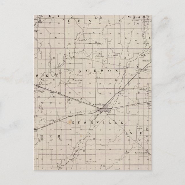 Postal Mapa del condado de Rush (Anverso)