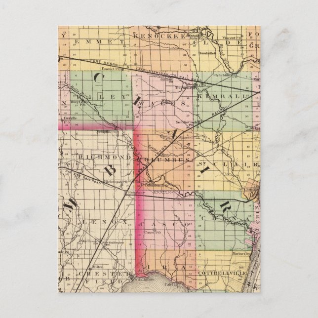 Postal Mapa del condado de St Clair, Michigan (Anverso)