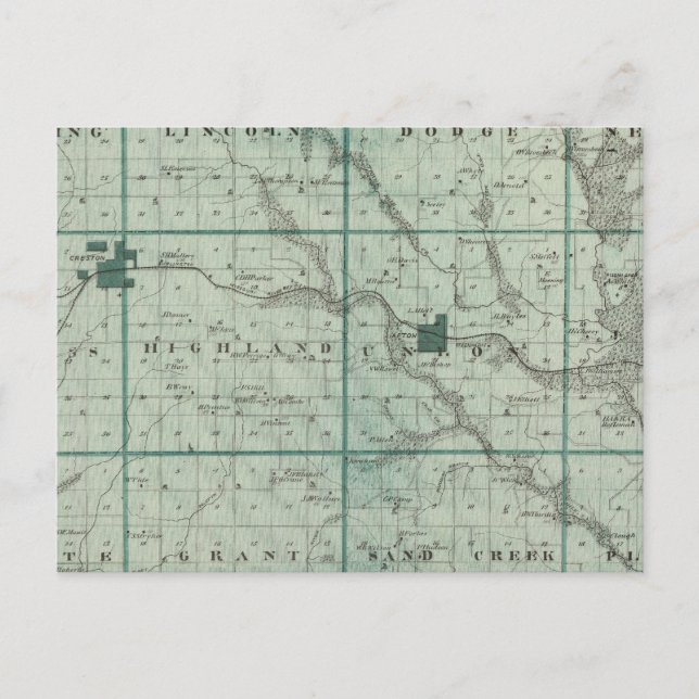 Postal Mapa del condado de Union, estado de Iowa (Anverso)