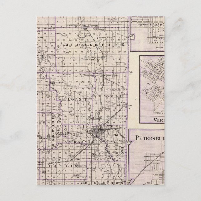 Postal Mapa del Condado de Vermilion, Mason City (Anverso)