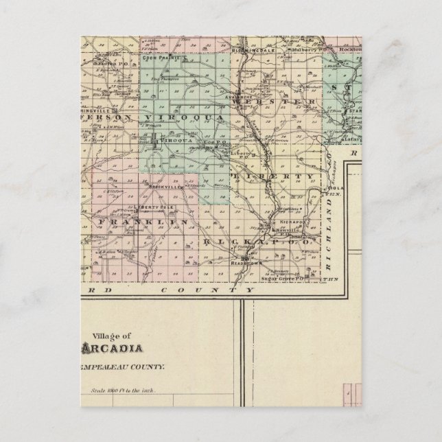 Postal Mapa del condado de Vernon, Arcadia y Viroqua (Anverso)