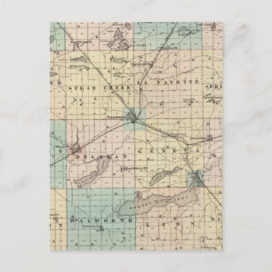 Postal Mapa del condado de Walworth, estado de Wisconsin
