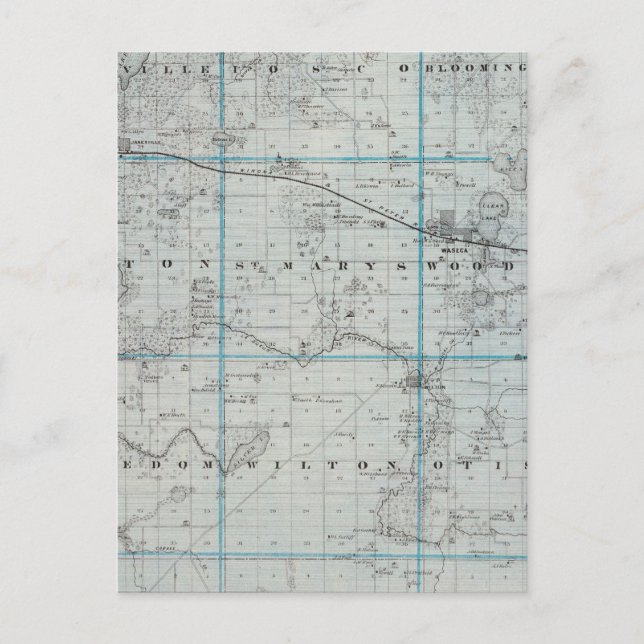 Postal Mapa del condado de Waseca, Minnesota (Anverso)