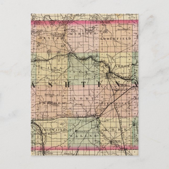 Postal Mapa del condado de Washington, Michigan (Anverso)