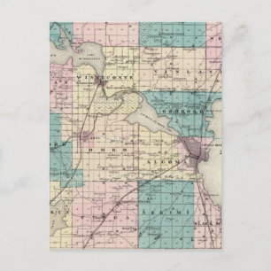 Postal Mapa del condado de Winnebago, estado de Wisconsin