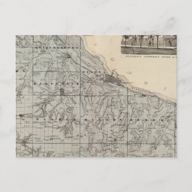 Postal Mapa del condado de Winona, Minnesota (Anverso)