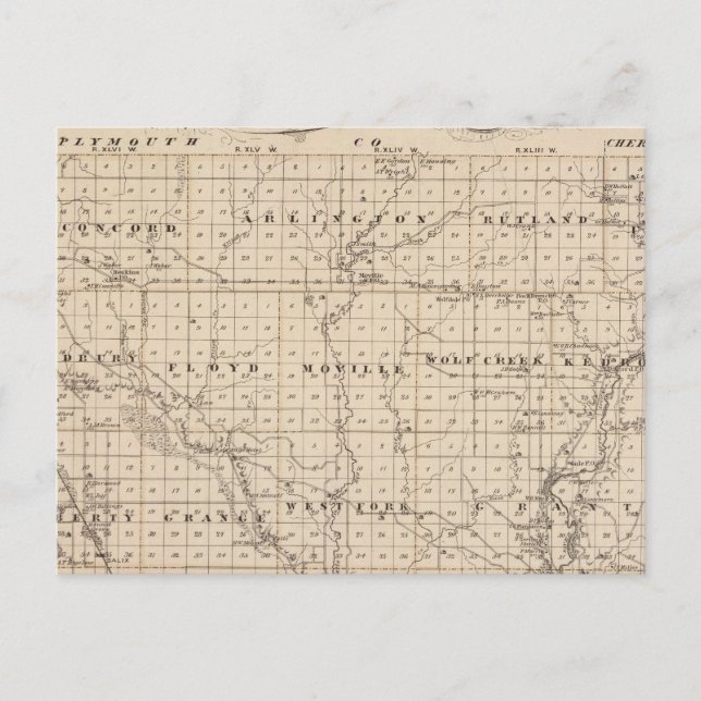 Postal Mapa del condado de Woodbury, estado de Iowa (Anverso)