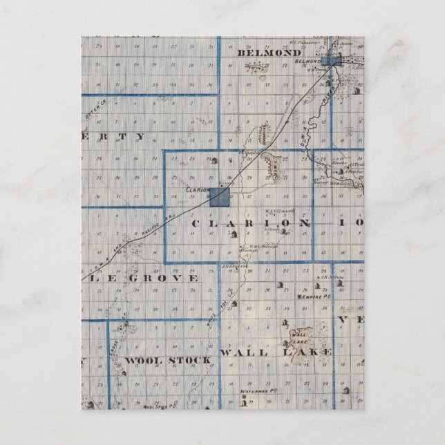 Postal Mapa del condado de Wright, estado de Iowa (Anverso)
