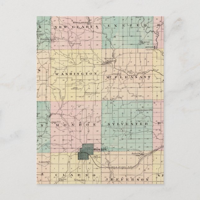 Postal Mapa del Condado Verde, Estado de Wisconsin (Anverso)