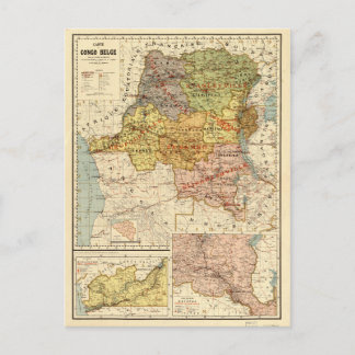 Postal Mapa del Congo, África (1896)