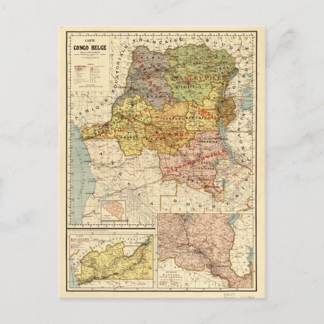 Postal Mapa del Congo, África (1896) (Anverso)