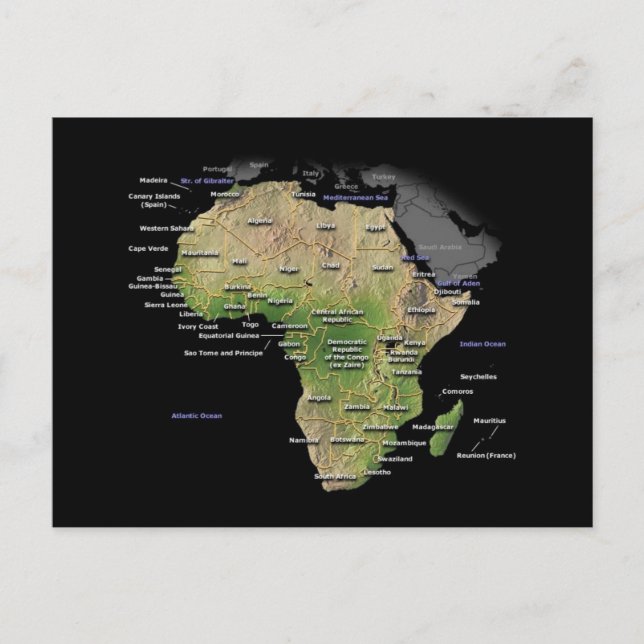 Postal Mapa del continente africano (Anverso)