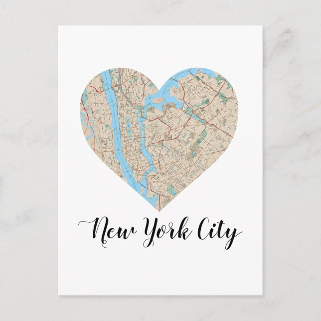 Postal Mapa del corazón de la ciudad de Nueva York (Anverso)