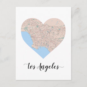 Postal Mapa del corazón de Los Ángeles