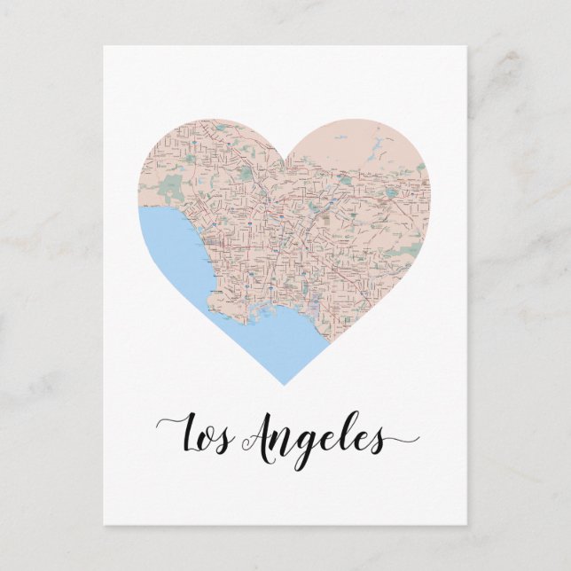 Postal Mapa del corazón de Los Ángeles (Anverso)