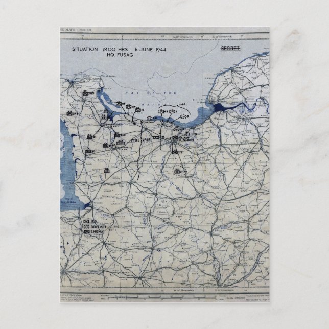 Postal Mapa del Día D de la Segunda Guerra Mundial, 6 de  (Anverso)