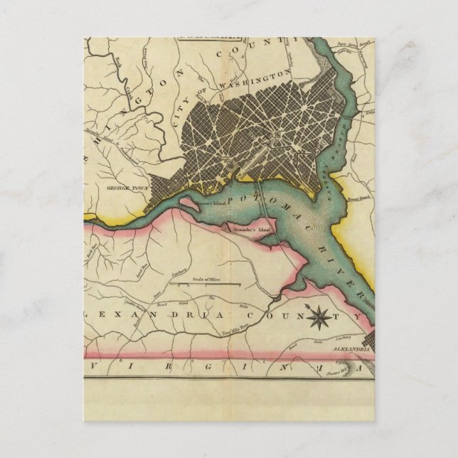 Postal Mapa Del Distrito De Columbia (Anverso)