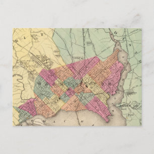 Postal Mapa del Distrito de Columbia, Washington