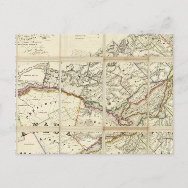 Postal Mapa del Distrito de Montreal, Baja Canadá (Anverso)