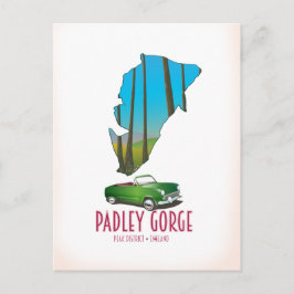 Postal Mapa del distrito de Padley Gorge en Inglaterra