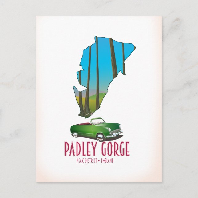 Postal Mapa del distrito de Padley Gorge en Inglaterra (Anverso)