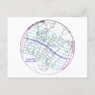 Postal Mapa del eclipse solar total de 2027