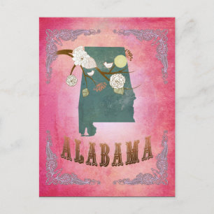 Postal Mapa del estado de Alabama de la Vintage moderna -