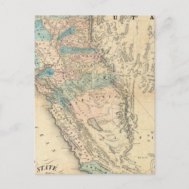 Postal Mapa del estado de California (Anverso)