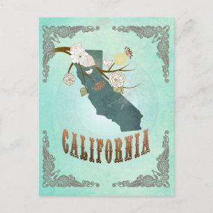 Postal Mapa del estado de California de Vintage - Azul tu