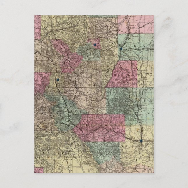Postal Mapa del estado de Colorado (Anverso)
