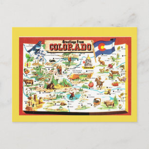 Postal Mapa del estado de Colorado