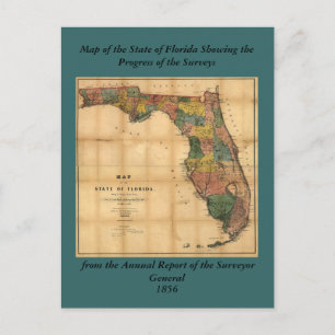 Postal Mapa del estado de Florida de 1856 de Columbus Dre