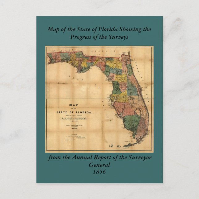Postal Mapa del estado de Florida de 1856 de Columbus Dre (Anverso)