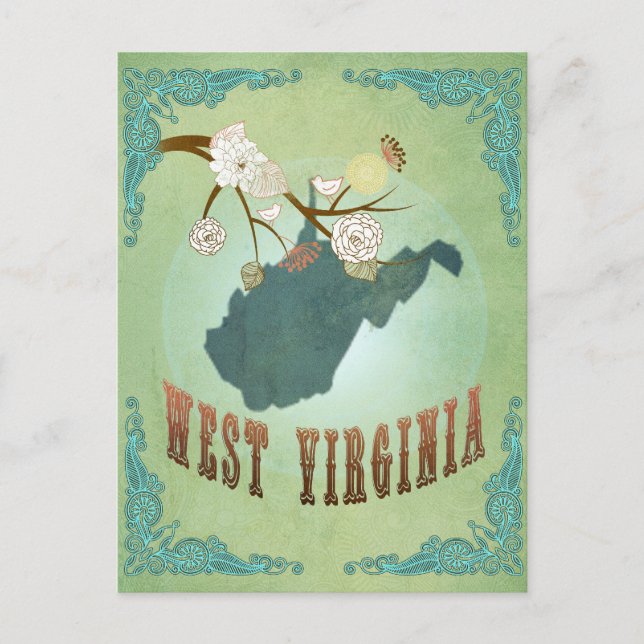 Postal Mapa del estado de la vieja Virginia Occidental -  (Anverso)