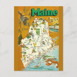 Postal Mapa del estado de Maine