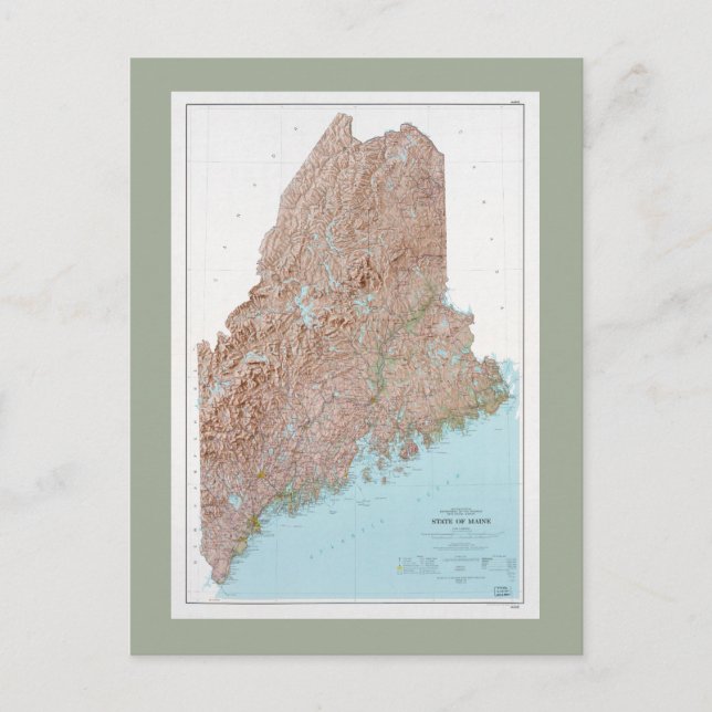 Postal Mapa del estado de Maine (1977) (Anverso)