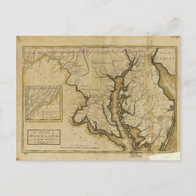 Postal Mapa del estado de Maryland (1795) (Anverso)