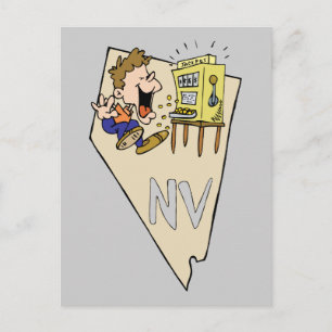 Postal Mapa del estado de Nevada NV y cartel de Jackpot d