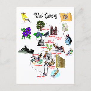 Postal Mapa del estado de New jersey