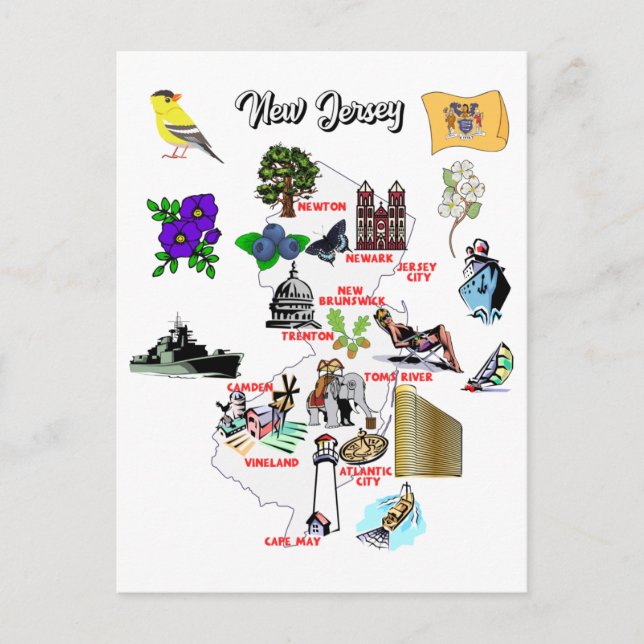 Postal Mapa del estado de New jersey