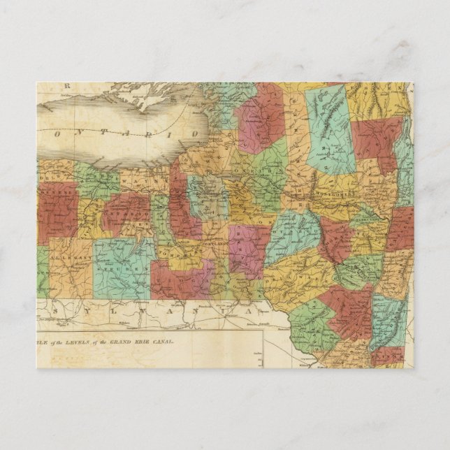 Postal Mapa Del Estado De Nueva York (Anverso)