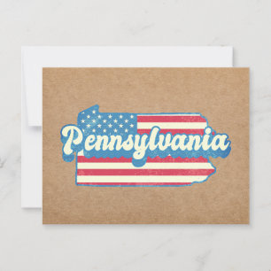 Postal Mapa del estado de Pennsylvania ilustrado con la b