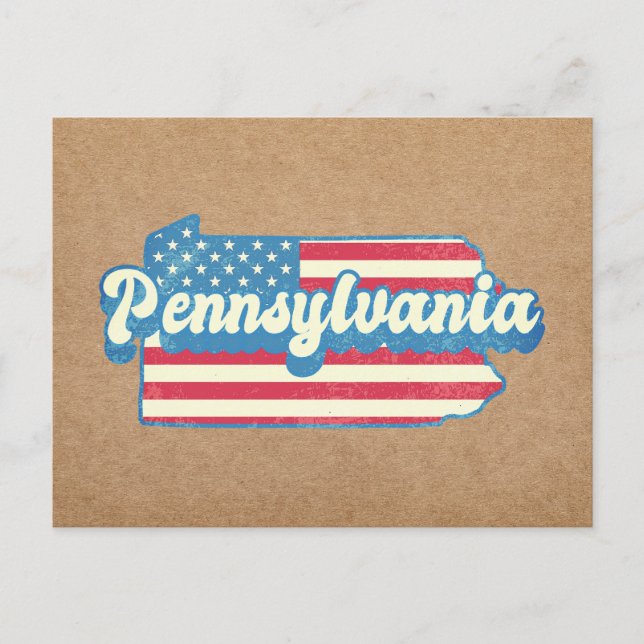 Postal Mapa del estado de Pennsylvania ilustrado con la b (Anverso)