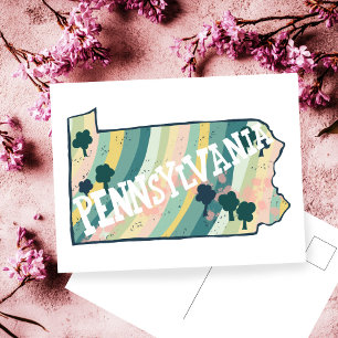 Postal Mapa del estado de Pennsylvania ilustrado negrita