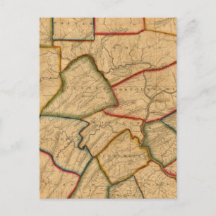 Postal Mapa Del Estado De Pensilvania