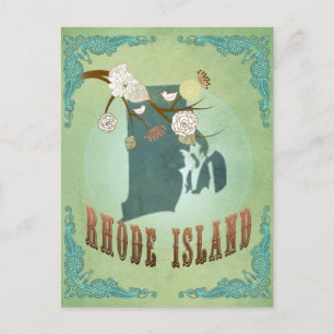 Postal Mapa del estado de Rhode Island - Verde