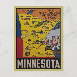 Postal Mapa del estado de viaje de la virgen de Minnesota