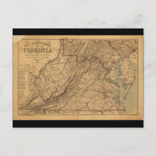Postal Mapa del estado de Virginia (1865)