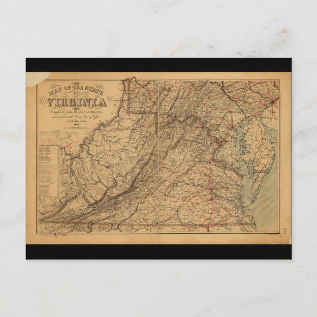 Postal Mapa del estado de Virginia (1865) (Anverso)